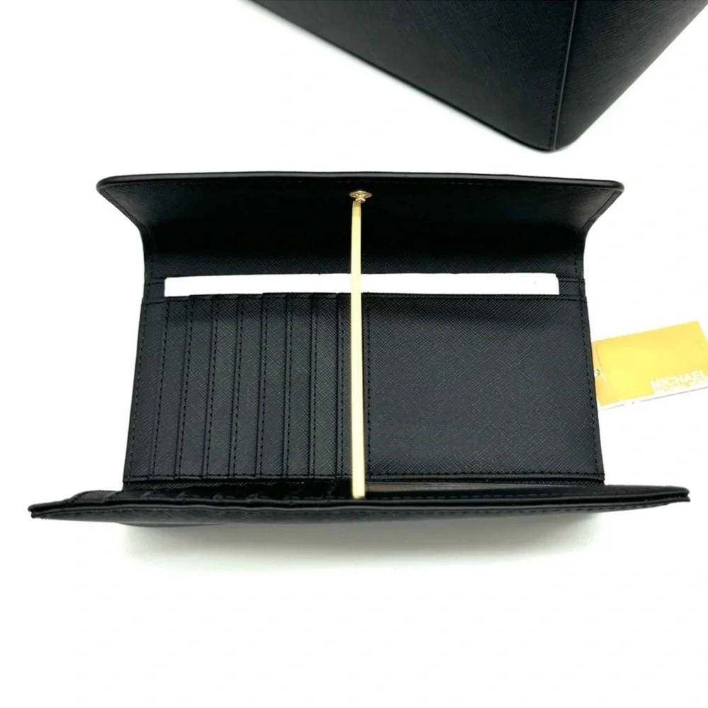 Michael Kors Large Charlotte TZ Tote Bag & Large Trifold Wallet Black/Gold - Picture 13 of 14